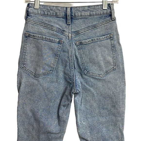 Old Navy OG Straight Jeans Women's Size 0P High Rise Light Wash Distress Ripped - Picture 8 of 12